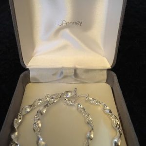 925 sterling silver hoops earrings 2”Inch